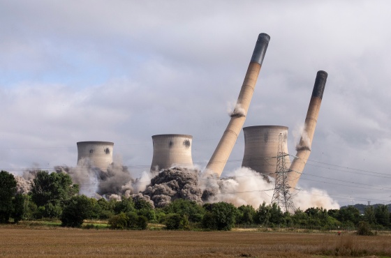 Demolition of coal-fired power station in Ferrybridge